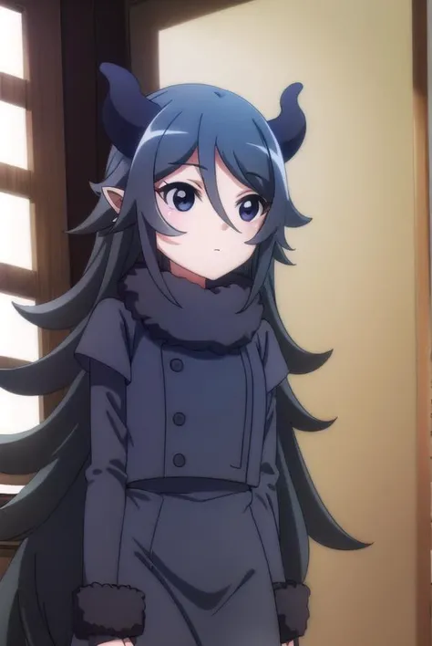 lutiabutte, <lora:lutia butte s2-lora-nochekaiser:1>,
lutia butte, long hair, bangs, black hair, hair between eyes, horns, pointy ears, (black eyes:1.5),
BREAK long sleeves, fur trim, fur collar,
BREAK indoors,
BREAK looking at viewer, (cowboy shot:1.5),
BREAK <lyco:GoodHands-beta2:1>, (masterpiece:1.2), best quality, high resolution, unity 8k wallpaper, (illustration:0.8), (beautiful detailed eyes:1.6), extremely detailed face, perfect lighting, extremely detailed CG, (perfect hands, perfect anatomy),