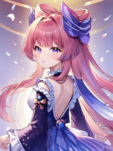 ultra-detailed,(best quality),((masterpiece)),(highres),original,extremely,hair,<lora:Sangonomiya Kokomix_xl:1>,(\shan hu gong xin hai\),long hair,bow,detached sleeves, bowtie, frills, long sleeves