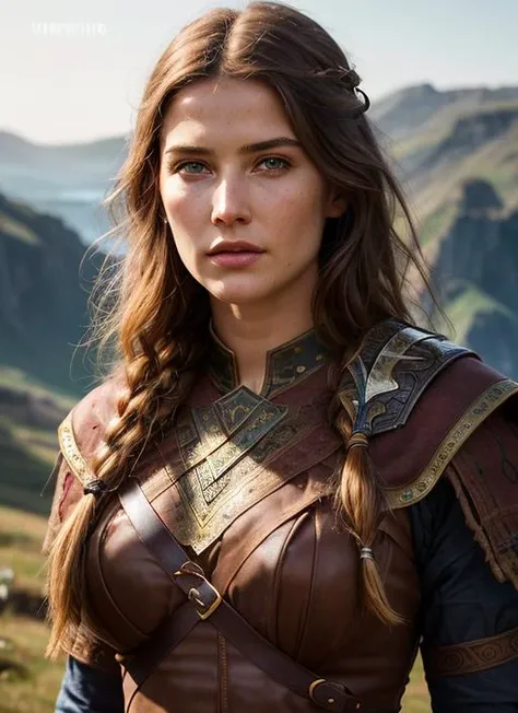 A stunning intricate full color portrait of (sks woman:1) as (viking warrior), (barbarian),  epic character composition, by ilya kuvshinov, alessio albi, nina masic, sharp focus, natural lighting, subsurface scattering, f2, 35mm, film grain, <lora:locon_cobiesmulders_v1_from_v1_64_32:1>