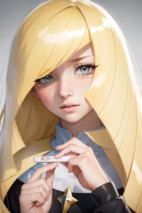 (masterpiece, best quality),  intricate details,
1girl,  <lora:LusaminePokemon0:0.8> Lusamine (Pokemon), Lusamine,  
 <lora:pregnant:0.8> pregnancy test, blushing, crying, portrait,