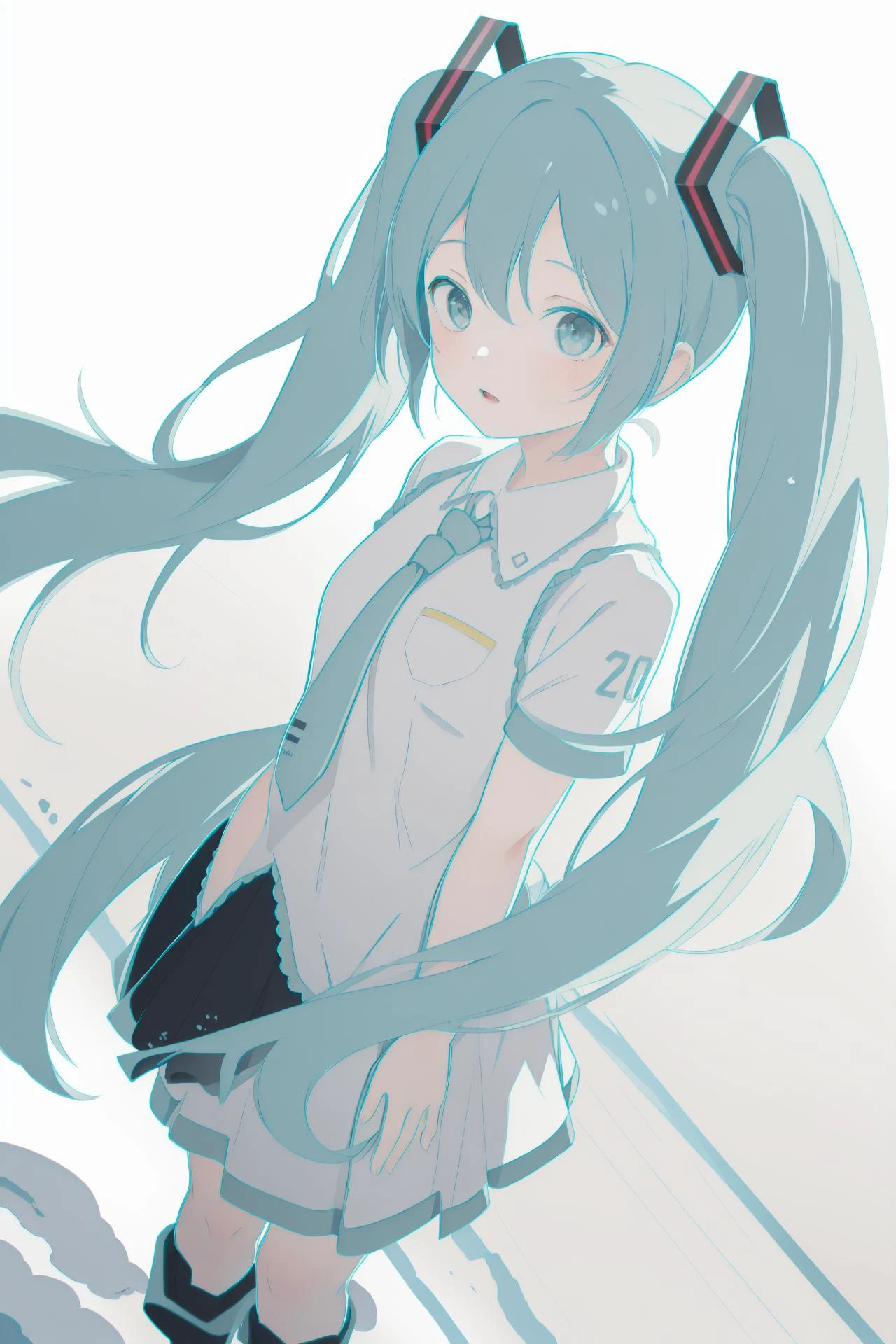 (best quality, masterpiece, highres),1girl,solo,dynamic_angle,
hatsune miku,snow boots,puffy_short_sleeves,cropped torso upper body,zeiss otus 55mm,
<lora:color stroke_v1.03:1>,aqua stroke,