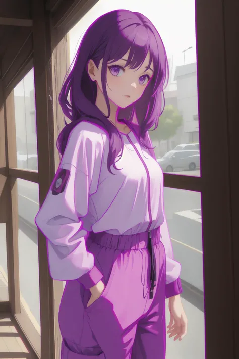 (best quality, masterpiece, highres),1girl,solo,upper body,
flattop,jumpsuit,pants_tucked_in,looking to the side,200mm,rose,
<lora:color stroke_v1.03:0.8>,purple stroke,