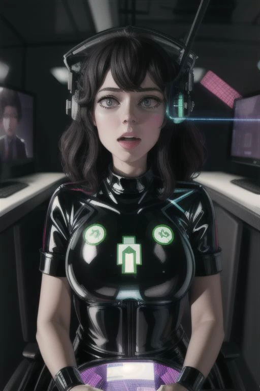 professional detailed photo of (latex office woman) being (brainwashed by glowing screen), Mind Control Eyes, Brainwashed facial expression, (Brainwashing)+++, (Mind Control)+++, (Mind control device),