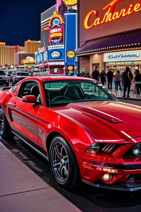 Photo of a classic red mustang car parked in las vegas strip at night, 8k uhd, high quality, film grain, Fujifilm XT3
<lora:Detail Slider V2 By Stable :0.4>