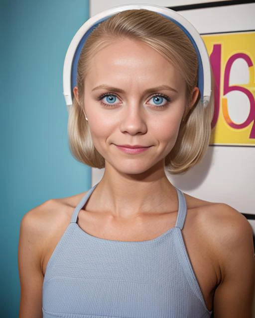 1960s \(style\) photo of fit, thin 21 year old jp-SvetaF-v2 ,Beehive hairstyle, pastel eyeshadow, Twiggy-inspired mini dress, go-go boots, Coffee shop with pop art decor, Canon EOS R6, 35mm f/2, 1/125s, ISO 200