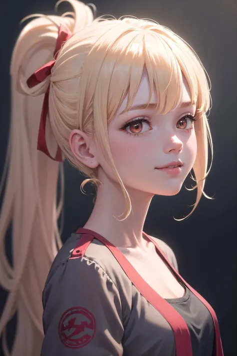 (highly detailed:1.3),
1girl, solo, light smile,
<lora:wrenchlyrchisato:0.9>, lyrchisato, portrait, from side, looking away, face close-up, (high ponytail:1.4), (long hair:1.4), hair ribbon, red ribbon, collarbone,
Ultra-detail, (highres:1.1), best quality, (masterpiece:1.3), cinematic lighting,