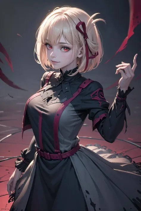 (highly detailed:1.3),
1girl, solo, light smile,
<lora:wrenchlyrchisato:0.9>, lyrchisato, red eyes, black dress,
Ultra-detail, (highres:1.1), best quality, (masterpiece:1.3), cinematic lighting, <lora:edgWraith:1>, edgWraith, wearing edgWraith costume,