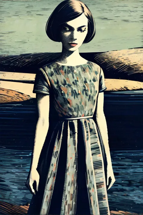 <lora:wood:0.6>, woman wearing mod fashion || masterpiece, perfect quality, sharp focus, shallow depth of field, 8k