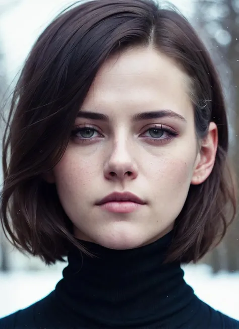 A stunning intricate full color portrait of (sks woman:1), wearing a black turtleneck, epic character composition, by ilya kuvshinov, alessio albi, nina masic, sharp focus, natural lighting, subsurface scattering, f2, 35mm, film grain, <lora:lora_kristenstewart_v1_from_v1_160:1>