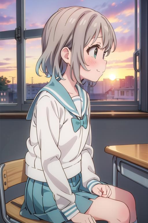 A girl sitting on a chair in front of a window - SeaArt AI