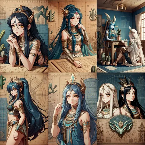 (otherworldly, otherworldly atmosphere, otherworldly appearance), highly insanely detailed, masterpiece, top quality, best quality, highres, 4k, 8k, RAW photo, collar, earrings, jewelry, necklace, armlet,
(long_hair, long hair, random colors cloth, random colors hair, random long hair, dynamic hair, glowing hair, hair over one eye),
(eyelashes, eyeliner, eyeshadow, eyelashes, mascara),
pink lipstick,
makeup,
((ancient egyptian theme)), golden ornaments,
1girl, (portrait:0.4), nsfw,
((desert, Mexico, cacti)),
a grove of mechanical trees swaying to the rhythm of coded breezes, (tranquil:0.6), (serene:0.5),
long messy hair,
<lora:blueprint-style-darquelilly-v1:1>, (blueprintstyle:1.6), blueprintstyle abyssal ship, ancient egyptian abyssal ship,
BREAK
scenery, (ancient egyptian ruins), (fantasy world)