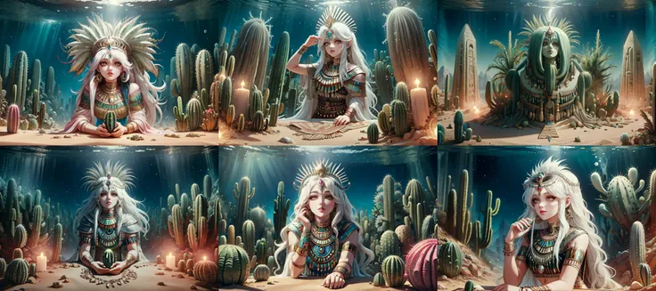 (otherworldly, otherworldly atmosphere, otherworldly appearance), highly insanely detailed, masterpiece, top quality, best quality, highres, 4k, 8k, RAW photo, collar, earrings, jewelry, necklace, armlet,
(long_hair, long hair, random colors cloth, random colors hair, random long hair, dynamic hair, glowing hair, hair over one eye),
(eyelashes, eyeliner, eyeshadow, eyelashes),
pink lipstick,
natural makeup,
((ancient egyptian theme:1.2)), golden ornaments,
1girl, (portrait:0.4), nsfw,
((desert, Mexico, cacti, underwater)),
Middle Earth,
long messy hair,
1girl, (from below),
a large fantasy dwarf settlement underground, magical lights, forge and furnace,
(moss vines),
<lora:underwater-mandala-style-darquelilly-v1:1>, umstyle, tree, mandala, (fantasy world)