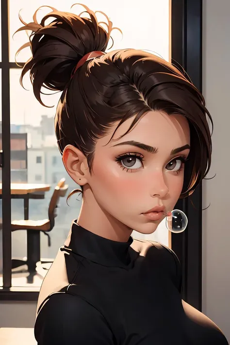 (1girl, 1person), (insanely detailed and intricate, hyperrealistic,  upper body portrait), an (Splendid European (female in her Mid-forties with a  Wide-hipped body):1.3), (Mermaid waves hairstyle), (natural colored eyes:1.15), (wearing Tunic and leggings:1.4), (Elegant sushi bar with bamboo decor:1.225), (imperfect skin, (extremely detailed skin,beauty marks:1.25)), Bloom,Bokeh, Cinematic, Film Grain, Ray Tracing Reflections, Chromatic Aberration, hypermaximalist, elegant, hyper realistic, super detailed,