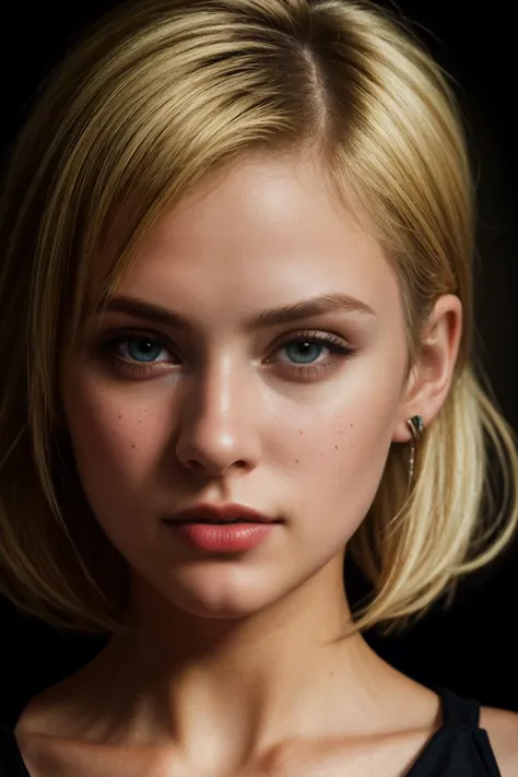 Award winning photograph of a cyberpunk girl, her neon-lit eyes reflecting the pulsating city lights. Her blonde pixie cut cascades down in soft waves, framing a face that exudes confidence and intelligence. She wears a sleek, high-tech outfit, revealing both ears and the high contrast between her vibrant skin tone and technological elements. (RAW photo:1.2), (photorealistic:1.4),(masterpiece:1.4),(best quality:1.4),ultra high res,((detailed facial features)),HDR,8k resolution,(masterpiece:1.4),(best quality:1.4),(shiny skin)<lora:add-detail-xl:2>  <lora:great_lighting:1> cinematic lighting <lora:detailed_notrigger:1> <lora:neg4all_bdsqlsz_xl_V91:1> <lora:xl_more_art-full_v1:0.5> <lora:Dakote_Skye:1> dakotaskye