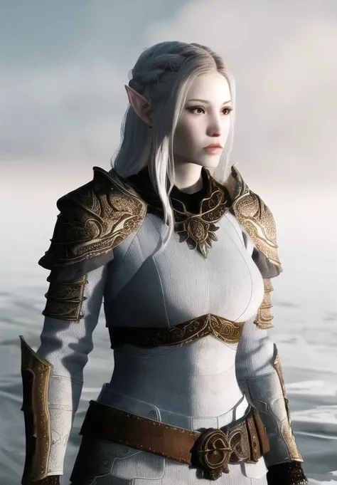 <lora:Snow_Elves-female:0.8>, snow_elves-female, 1girl, solo, armor, (masterpiece, best quality, absurdres, detailed, ultra-detailed:1.3), (highly detailed, high quality:1.3)