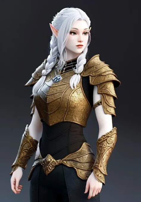 Iridescent armor, long wild white hair!! covered chest!!! fantasy, d & d, intricate ornate details, digital painting, pretty face, symmetry