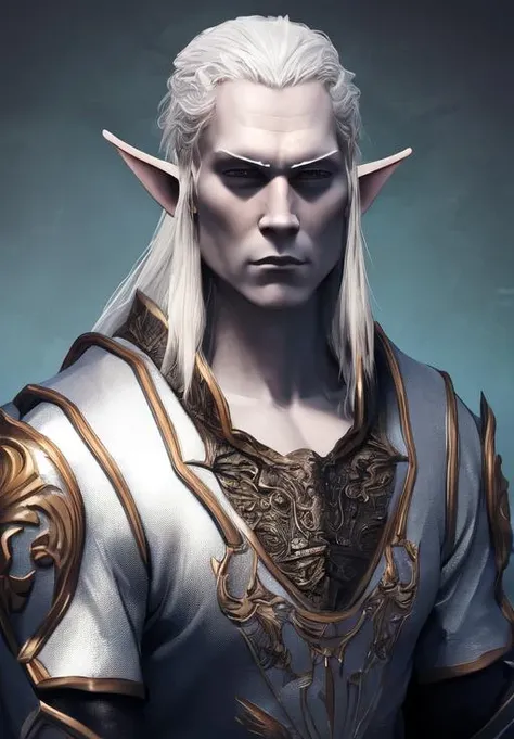 a man, sfw, <lora:Snow_Elves-Male:0.8>, Snow_Elves-Male, solo, armor, sitting, portrait,, Skinny, lean, narrow shoulders, slender, sleek, ectomorph body, (masterpiece, best quality, absurdres, detailed, ultra-detailed:1.3), (trending on CGSociety, trending on pixiv, contest winner:1.3)