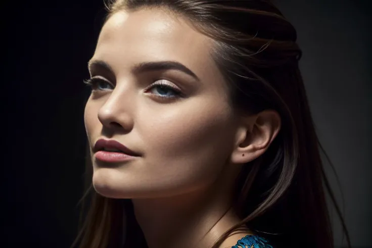 ((best quality)), ((masterpiece)),  ,, instagram, mid shot photo of [Lily Donaldson|laurabailey] as [QuantumASMR|Celine Farach], egirl makeup dark fantasy background, charming smirking by Martin Deschambault and Robert McGinnis ultra realistic highly detailed intricate photorealistic analog style photograph sharp focus on eyes, cinematic lighting<lora:Elixir:1>