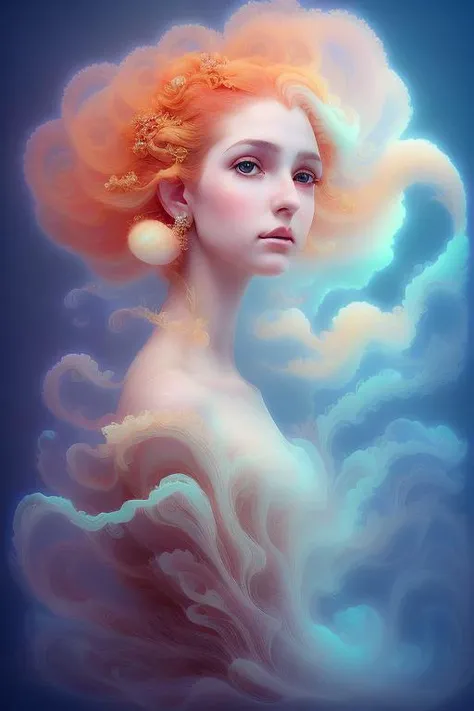 painting portrait a beautiful girl wearing ornate jewelry and Haute couture clothing , cldgrig-1800 ((bright and luminous)) beautiful well lit, anna dittman, pastel color