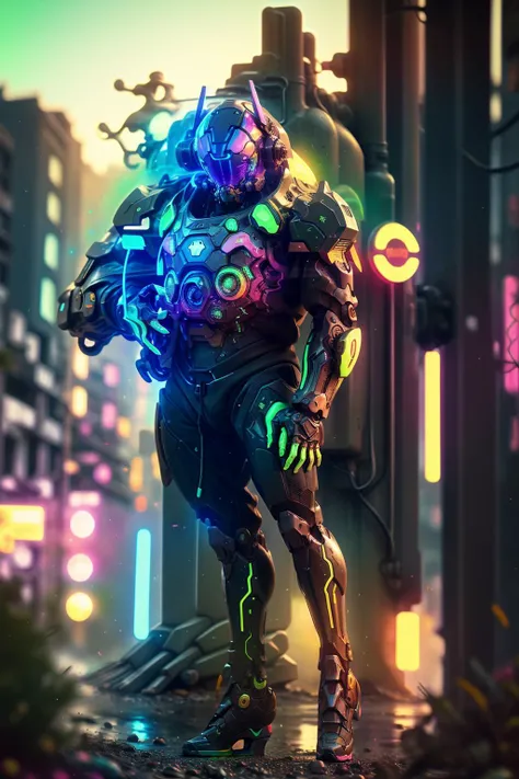 CR1.3, man with random_color technowear powerarmor, glitched neon effects, bugged effects, digital cyberhelmet, (chromatic_horizontal_aberration:1.3), too much mist from steaming cyberbrain, color displacement, shell_filtered_image, alley backgroud with neon ads <lora:CyberskullAI:0.2> <lora:cyberhelmetv0.7:0.4> <lora:BokehMecha:0.6>