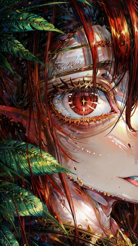 (Well defined female:0.9),(masterpiece:0.8),(absurdres:1.2),(wet clothes:0.6),<lora:ElfOutfitV2:0.6>,(elf ears:0.9),(elven forest:0.5),(messy shiny dark green short hair:0.7),(long messy side ponytail:0.7),(deep red eyes:0.8),<lora:Loraeyes_V1 Tag:0.8>,