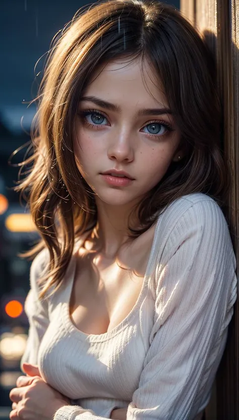 masterpiece, high quality, 8k, (looking at the viewer: 1.1), beautiful, hot, seductive, womam
woman with tanned skin,medium breasts, oiled black hair, (eye contact: 1.1), beautiful face, (detailed face: 1.2), (animated: 1.2), hyper detailed, best quality, ultra high resolution, blond hair , cozy house interior, photorealistic, high resolution, detailed , raw photo, 1girl, white clothes, night, city lights, rain,<lora:locon_perfecteyes_v1_from_v1_64_32:1> ,<lora:hairdetailer:1>
