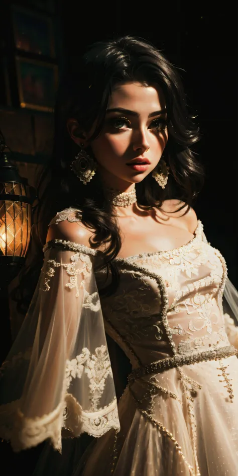 16K, Best Quality, High Quality, Highres, Masterpiece, Ultra Detailed, (medium full shot:1.5), embedding:ViciousFamily\DV_Milani_Vicious is a beautiful girl, perfecteyes eyes, multicolored hair, perfecteyes eyes, 1v0rydr3ss, long sleeves, dress, white dress, see-through, Creative Composition, Dynamic Angle, Foreshortening, 80mm, F/2.8, Wide Angle Lens, Flattering focal length, volumetric lighting, candlelight lighting, warm lighting, Fashion Photography, Glamour Photography, Hyperrealism Style, Hypermaximalist, embedding:Positive\epiCPhoto, <lora:Fashion\1v0rydr3ss.safetensors:0.7>, <lora:lora_perfecteyes_v1_from_v1_160:1.0>, <lora:Utilities\detail_slider_v4:1.0>, <lora:Utilities\nighttime_v1:0.6>,