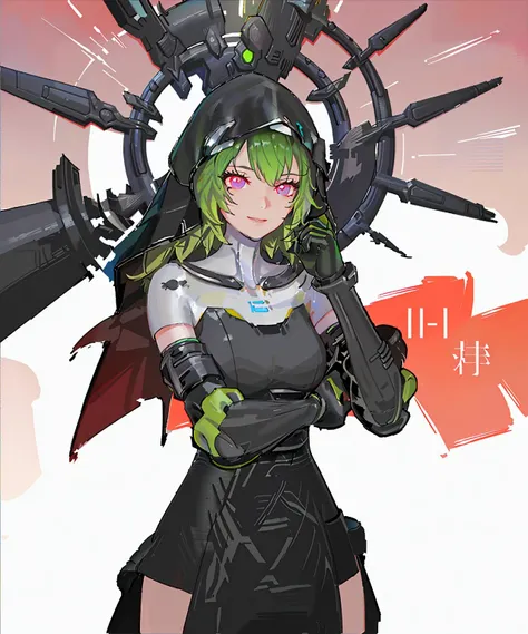 (1girl:1.2),(solo:1.5),masterpiece,best quality,detailed face,highly detailed, best quality, highres, extremely detailed wallpaper,third-party edit,full body,hood,happy smile,black gloves,green hair,looking at viewer,(detailed cyberpunk cityscape background:1.3)
normal hands,normal fingers,perfect hands
<lyco:GoodHands-beta2:1.0> <lora:LyraLV2_V1:0.9>