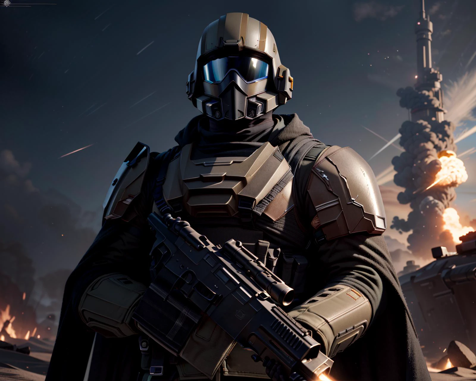 best quality,masterpiece,highly detailed,ultra-detailed,
<lora:neg9V2_last:0.5> <lora:helldivers:1> helldivers, science fiction
cape,
armor, helldivers, helmet, holding gun, holding weapon, military, planet, rifle, science fiction, shoulder armor, solo, weapon, çµå°æ°å
µ