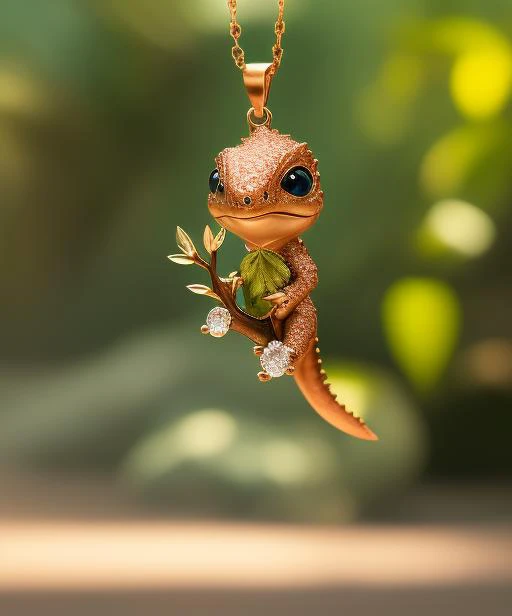 cinematic portrait of a cute dicuki a diamond pendant hanging on a tree branch in the jungles film still, , beautiful, cute , 4k, detailed , digital art, trending arstation