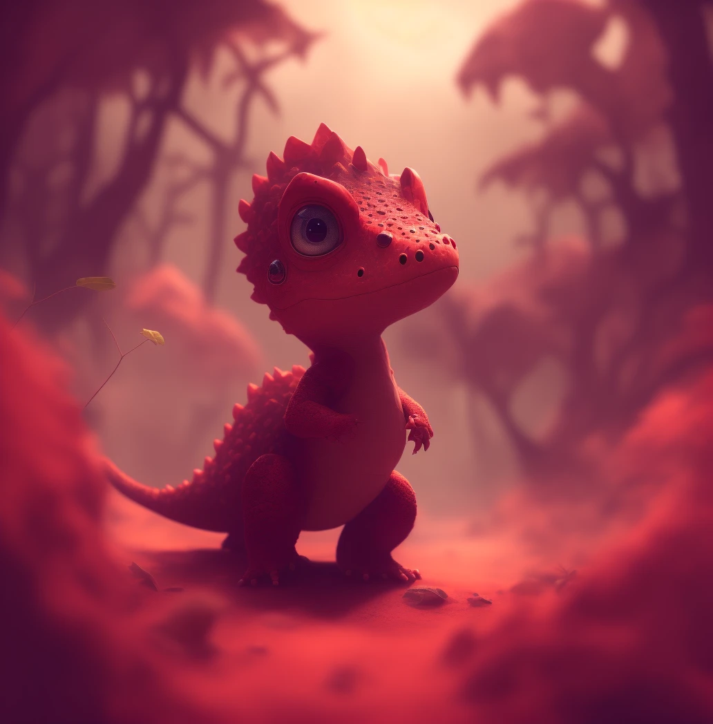 cute red dicuki surrounded by dust, natural environment, jungle,  beautiful, cute , 4k, detailed , intricate detail, digital art, trending arstation