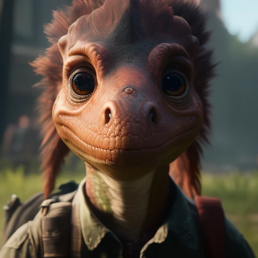 close face cinematic portrait of a cute (dicuki:1.1) as ellie, from the last of us , beautiful, cute , 4k, detailed , digital art, trending arstation
