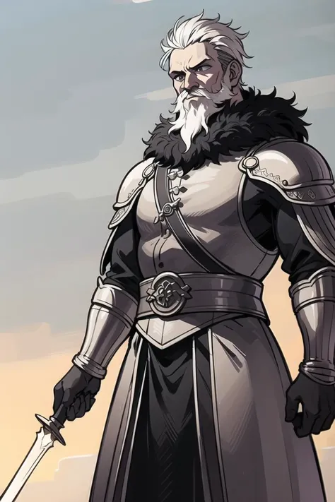 The warrior was an imposing figure, with a body that resembled that of a bear. His muscular arms and chest were covered in thick fur, and his face was adorned with a wild beard that seemed to grow untamed. He stood tall and proud, his eyes fierce and his expression determined.
The warrior's armor was battered and scarred, a testament to the many battles he had fought and the countless enemies he had vanquished. His sword, a massive blade that seemed almost too heavy for any ordinary man to wield, hung at his side, its razor-sharp edge glinting in the light.
Despite his fearsome appearance, there was a sense of nobility about the warrior, a deep-seated sense of honor and loyalty that shone through his rough exterior. He was a man of few words, but when he spoke, his voice was deep and commanding, carrying a weight that demanded respect.