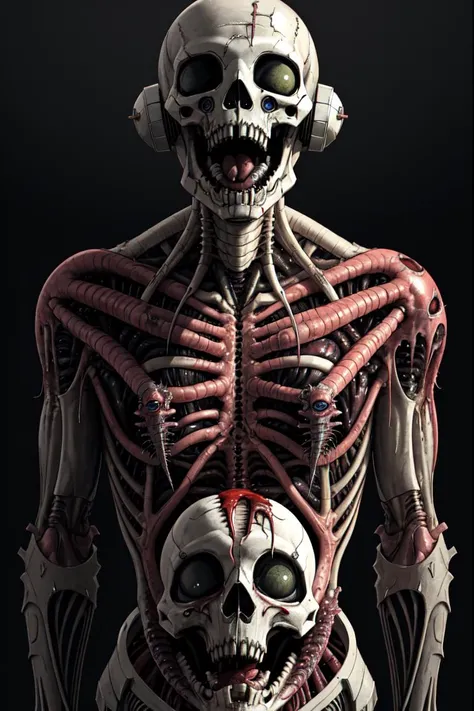 best quality, high_resolution, distinct_image,alien , giger, viscera, post-apocalypse, peeled flesh, guro,broken creature, deadman