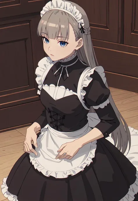 best quality, masterpiece, highres, solo, (lawine_sousounofrieren:1.10), (maid:1.40), (long maid dress:1.15), anime_style, 19 <lora:lawine_sousounofrieren:0.80>
