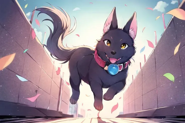 occult art of a dog jumping to catch a Frisbee, Floral_Graffiti, style of Beatrix Potter