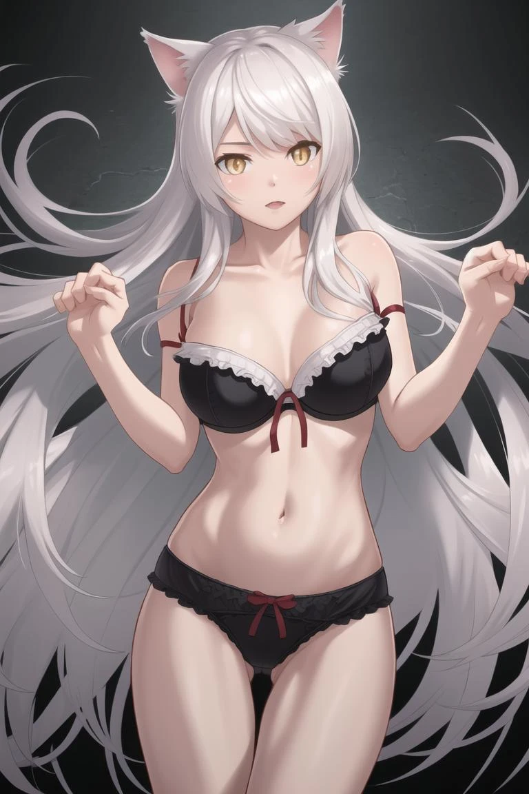 masterpiece, best quality, CG, wallpaper, HDR, high quality, high-definition, extremely detailed, blackhanekawa, black underwear, long hair,