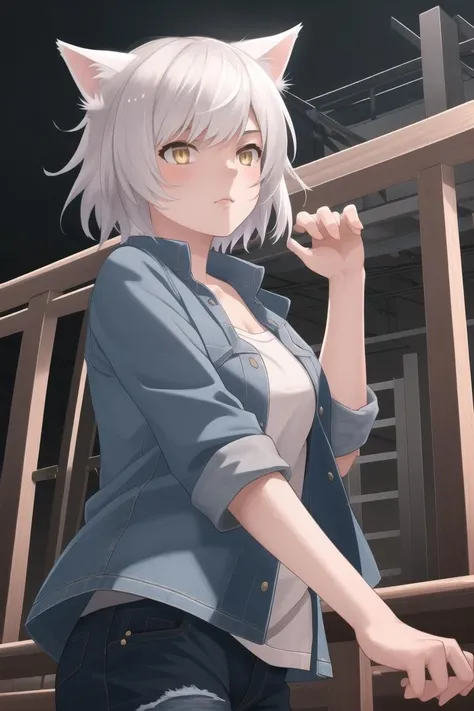 masterpiece, best quality, CG, wallpaper, HDR, high quality, high-definition, extremely detailed, blackhanekawa, denim, short hair,