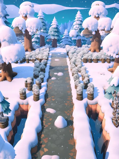 Game map design,cartoonish style,Desert theme、winter season、angle of depression,In the middle is a smooth path,gameicon,A desert,Rochas,cacti,masterpaintings,Epic composition,Best Quority,ultra-high-resolution,3Drender,8K