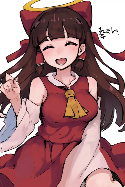 1girl,solo,
<lora:AIM_V10:0.8>,AIM,red dress,blunt bangs, closed eyes, red bow,halo