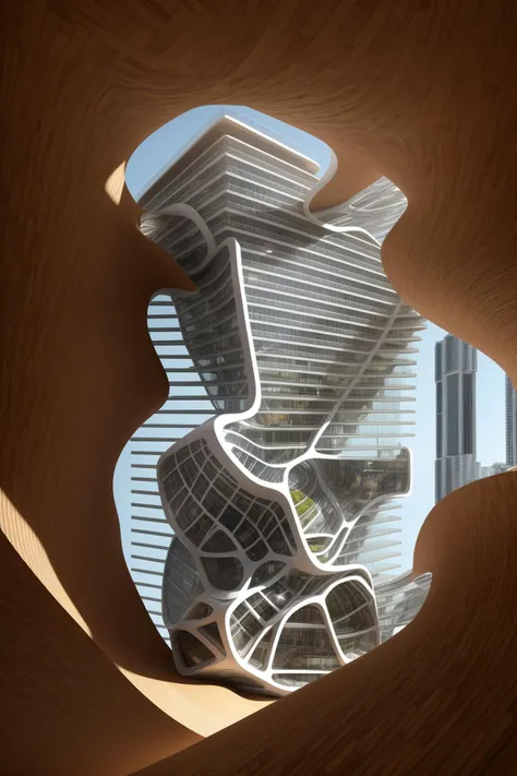 A futuristic and stunningly beautiful high-rise shopping center architectural structure with bold, futuristic design elements, blending seamlessly into the art form of digital illustration. Inspired by the works of Syd Mead. The scene showcases the center amidst a bustling city, its sleek lines contrasting with the urban environment. A warm color temperature adds vibrancy, highlighting the architectural details. Shoppers and visitors exhibit expressions of awe and excitement. Illuminated by soft, diffused lighting, the atmosphere exudes sophistication and promise of tomorrow
(masterpiece),(high quality), best quality, real,(realistic), super detailed, (full detail),(4k),8k,no humans, scenery, building, ((500-meter tall buildings)),outdoors, window, road, sky, street, lamppost, tree, power lines,,Organic modernist architecture, glass curtain walls, interesting shapes, super high-rise buildings in the block