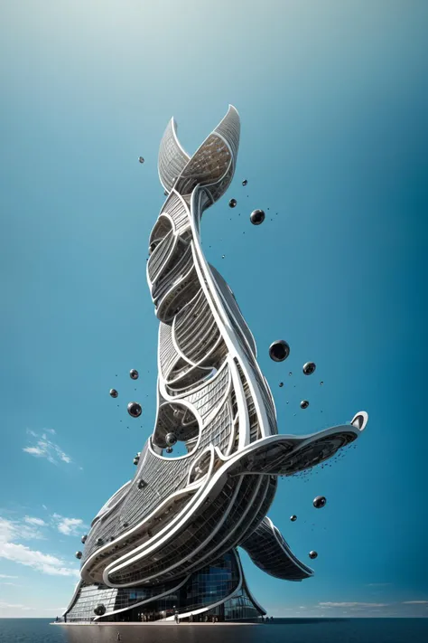 A futuristic and stunningly beautiful high-rise shopping center architectural structure with bold, futuristic design elements, blending seamlessly into the art form of digital illustration. Inspired by the works of Syd Mead. The scene showcases the center amidst a bustling city, its sleek lines contrasting with the urban environment. A warm color temperature adds vibrancy, highlighting the architectural details. Shoppers and visitors exhibit expressions of awe and excitement. Illuminated by soft, diffused lighting, the atmosphere exudes sophistication and promise of tomorrow
(masterpiece),(high quality), best quality, real,(realistic), super detailed, (full detail),(4k),8k,no humans, scenery, building, ((500-meter tall buildings)),outdoors, window, road, sky, street, lamppost, tree, power lines,,Organic modernist architecture, glass curtain walls, interesting shapes, super high-rise buildings in the block