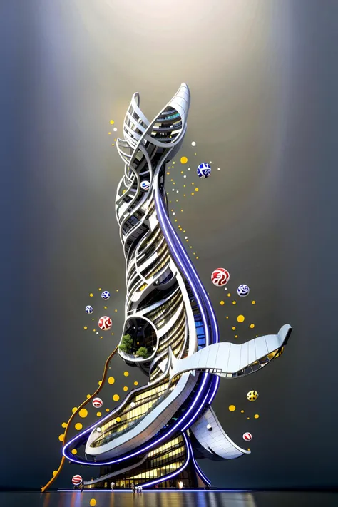 A futuristic and stunningly beautiful high-rise shopping center architectural structure with bold, futuristic design elements, blending seamlessly into the art form of digital illustration. Inspired by the works of Syd Mead. The scene showcases the center amidst a bustling city, its sleek lines contrasting with the urban environment. A warm color temperature adds vibrancy, highlighting the architectural details. Shoppers and visitors exhibit expressions of awe and excitement. Illuminated by soft, diffused lighting, the atmosphere exudes sophistication and promise of tomorrow
(masterpiece),(high quality), best quality, real,(realistic), super detailed, (full detail),(4k),8k,no humans, scenery, building, ((500-meter tall buildings)),outdoors, window, road, sky, street, lamppost, tree, power lines,,Organic modernist architecture, glass curtain walls, interesting shapes, super high-rise buildings in the block