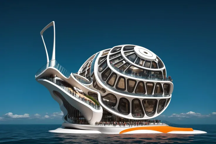 (floating in the sea:1.4) A futuristic and stunningly beautiful high-rise shopping center architectural structure with bold, futuristic design elements, blending seamlessly into the art form of digital illustration. Inspired by the works of Syd Mead. The scene showcases the center amidst a bustling city, its sleek lines contrasting with the urban environment. A warm color temperature adds vibrancy, highlighting the architectural details. Shoppers and visitors exhibit expressions of awe and excitement. Illuminated by soft, diffused lighting, the atmosphere exudes sophistication and promise of tomorrow
(masterpiece),(high quality), best quality, real,(realistic), super detailed, (full detail),(4k),8k,no humans, scenery, building, ((500-meter tall buildings)),outdoors, window, road, sky, street, lamppost, tree, power lines,,Organic modernist architecture, glass curtain walls, interesting shapes, super high-rise buildings in the block