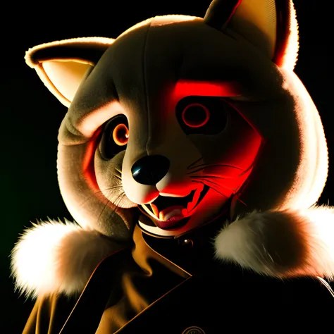 real fur, girl in fursuit in japan, dramatic lighting