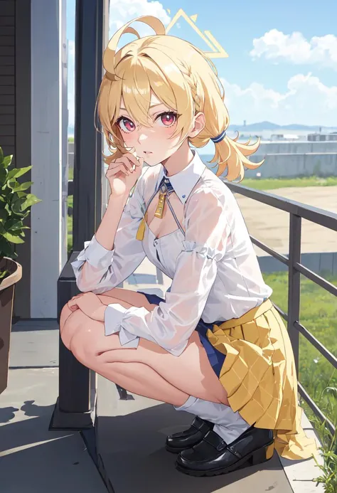 (safe:1.10), best quality, masterpiece, highres, solo, (kotori_bluearchive:1.10), squatting, cowboy shot, looking at viewer, 26 <lora:kotori_bluearchive:0.80>