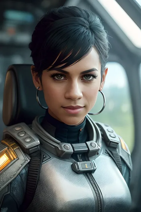photo of (dt1pper:0.99), a woman (looking at the camera:1.2), as a spaceship officer, modelshoot style, (extremely detailed CG unity 8k wallpaper), large breasts, photo of the most beautiful artwork in the world, professional majestic oil painting by Ed Blinkey, Atey Ghailan, Studio Ghibli, by Jeremy Mann, Greg Manchess, Antonio Moro, trending on ArtStation, trending on CGSociety, Intricate, High Detail, Sharp focus, dramatic, photorealistic painting art by midjourney and greg rutkowski, (sexy space cadet uniform:1.1), (trousers), ((spaceship interior)), (looking at viewer), (detailed pupils:1.3), (closeup), (grin512), (hair updo)