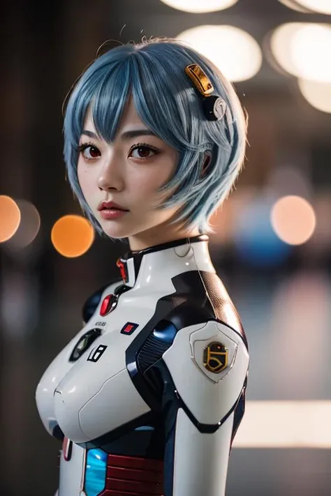 1girl, solo, photography, portrait of reiayanami girl, bokeh, realistic, absurdes, detailed,  <lora:ARWReiAyanami:1>