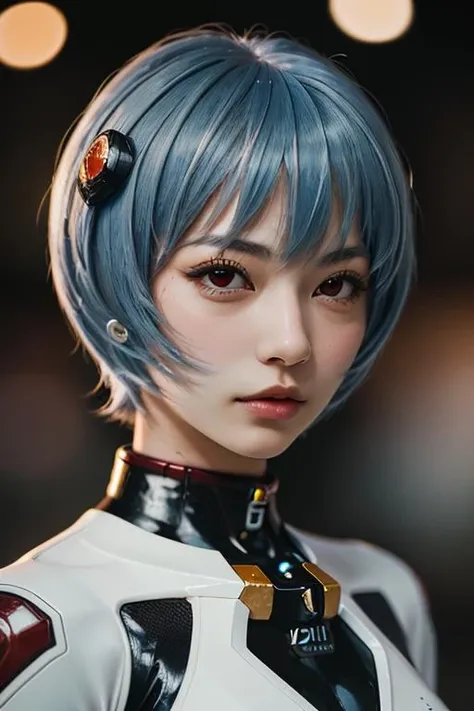 1girl, solo, photography, portrait of reiayanami girl, bokeh, realistic, absurdes, detailed,  <lora:ARWReiAyanami:1>