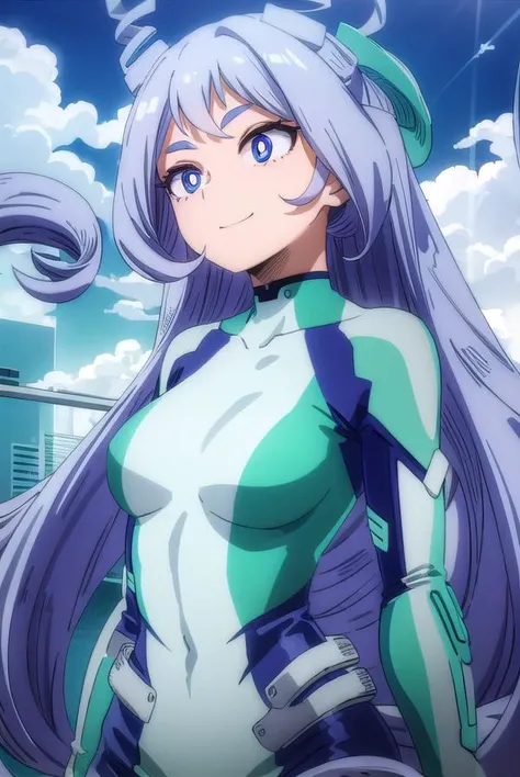 nejirehadou, <lora:nejire hadou s6-lora-nochekaiser:1>,
nejire hadou, long hair, blue eyes, very long hair, blue hair, drill hair, twin drills, hair horns, (bright pupils:1.5), smile,
BREAK gloves, bodysuit, superhero,
BREAK outdoors, city, sky, sun, clouds,
BREAK looking at viewer, (cowboy shot:1.5),
BREAK <lyco:GoodHands-beta2:1>, (masterpiece:1.2), best quality, high resolution, unity 8k wallpaper, (illustration:0.8), (beautiful detailed eyes:1.6), extremely detailed face, perfect lighting, extremely detailed CG, (perfect hands, perfect anatomy),
